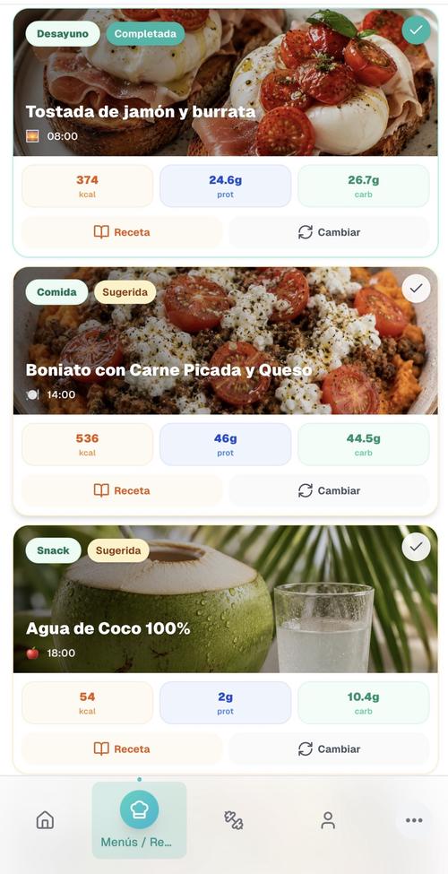 Captura de la app Método SK — plan de alimentación con recetas