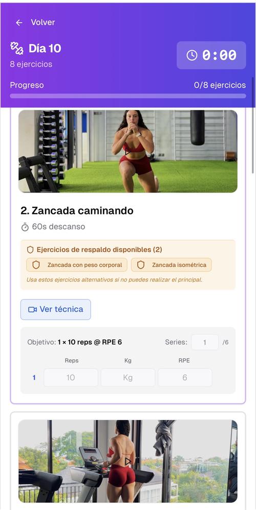 Captura de la app Método SK — plan de entrenamiento personalizado